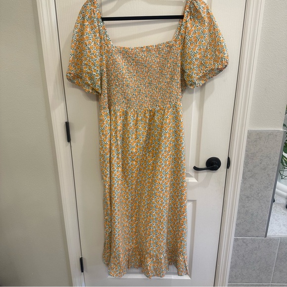 J Crew Peach Print Dress XL EUC - Picture 2 of 9